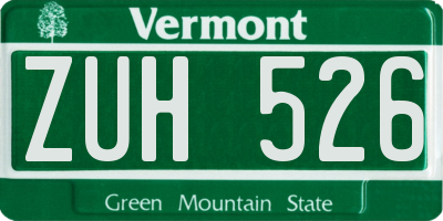VT license plate ZUH526
