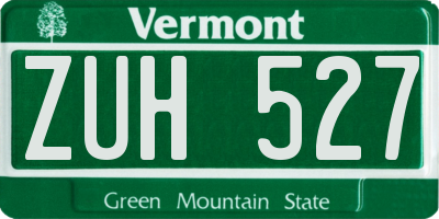 VT license plate ZUH527