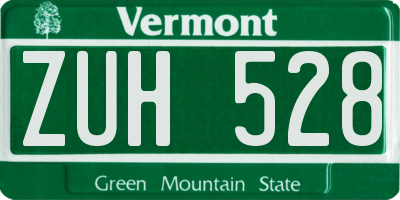 VT license plate ZUH528