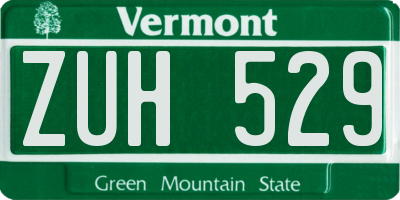 VT license plate ZUH529