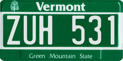VT license plate ZUH531