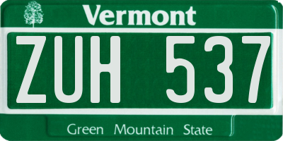VT license plate ZUH537