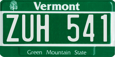 VT license plate ZUH541