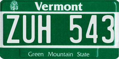 VT license plate ZUH543