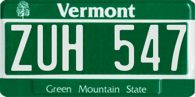 VT license plate ZUH547