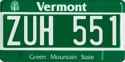 VT license plate ZUH551