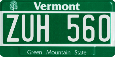 VT license plate ZUH560