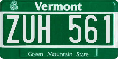 VT license plate ZUH561