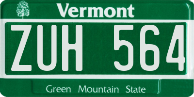 VT license plate ZUH564
