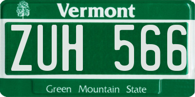 VT license plate ZUH566