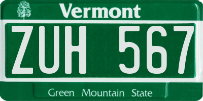VT license plate ZUH567