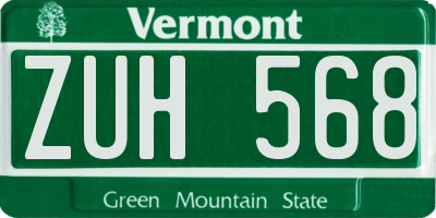 VT license plate ZUH568