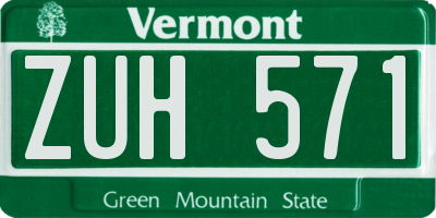 VT license plate ZUH571
