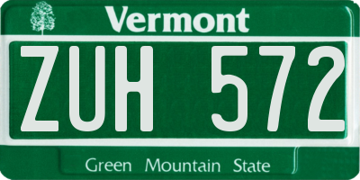 VT license plate ZUH572
