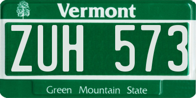 VT license plate ZUH573