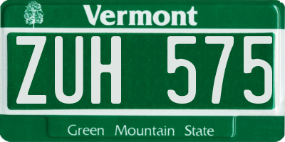 VT license plate ZUH575