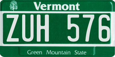 VT license plate ZUH576