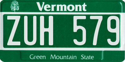 VT license plate ZUH579
