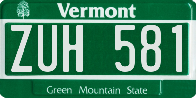 VT license plate ZUH581