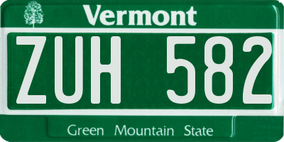 VT license plate ZUH582