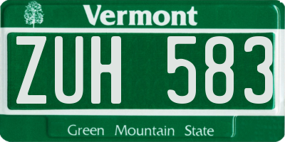 VT license plate ZUH583