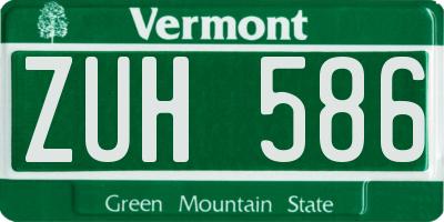 VT license plate ZUH586