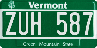 VT license plate ZUH587
