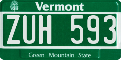 VT license plate ZUH593