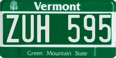 VT license plate ZUH595