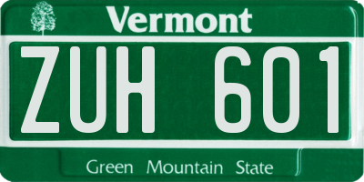 VT license plate ZUH601