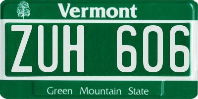VT license plate ZUH606