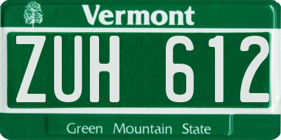 VT license plate ZUH612