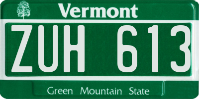 VT license plate ZUH613