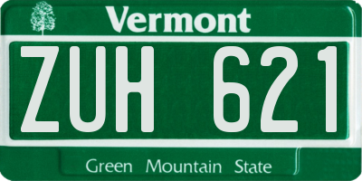 VT license plate ZUH621