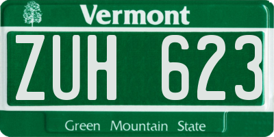 VT license plate ZUH623