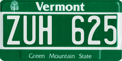 VT license plate ZUH625