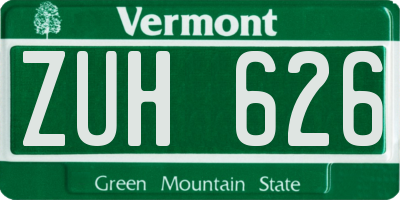 VT license plate ZUH626