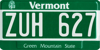 VT license plate ZUH627