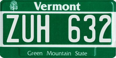 VT license plate ZUH632