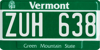 VT license plate ZUH638