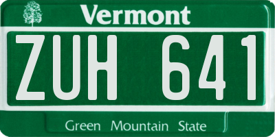 VT license plate ZUH641