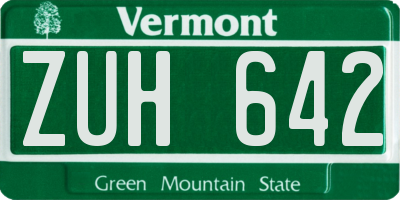 VT license plate ZUH642
