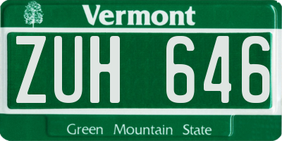 VT license plate ZUH646