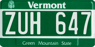 VT license plate ZUH647
