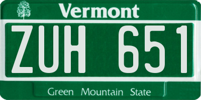 VT license plate ZUH651