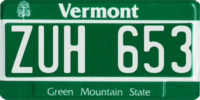 VT license plate ZUH653