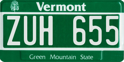 VT license plate ZUH655