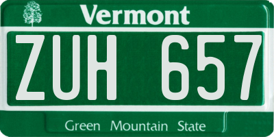 VT license plate ZUH657