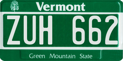 VT license plate ZUH662
