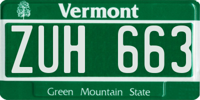 VT license plate ZUH663